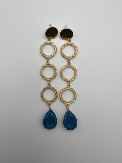 Blue Stone Elegant Dangle Earrings