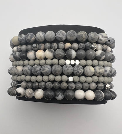 Gray Bead Bracelet Set