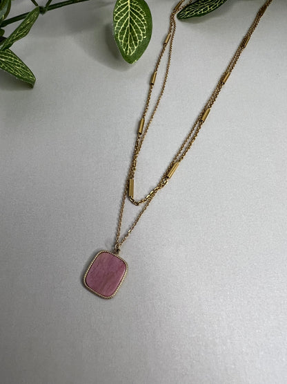 Pink & Gold Pendant Necklace