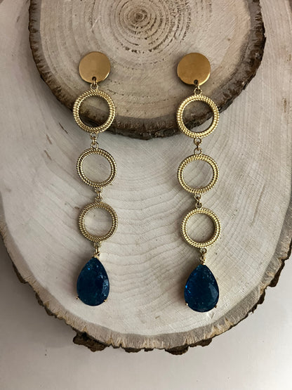 Blue Stone Elegant Dangle Earrings