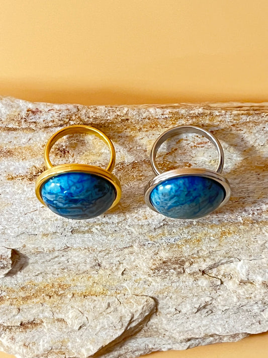 Blue Orchid Stone Statement Rings