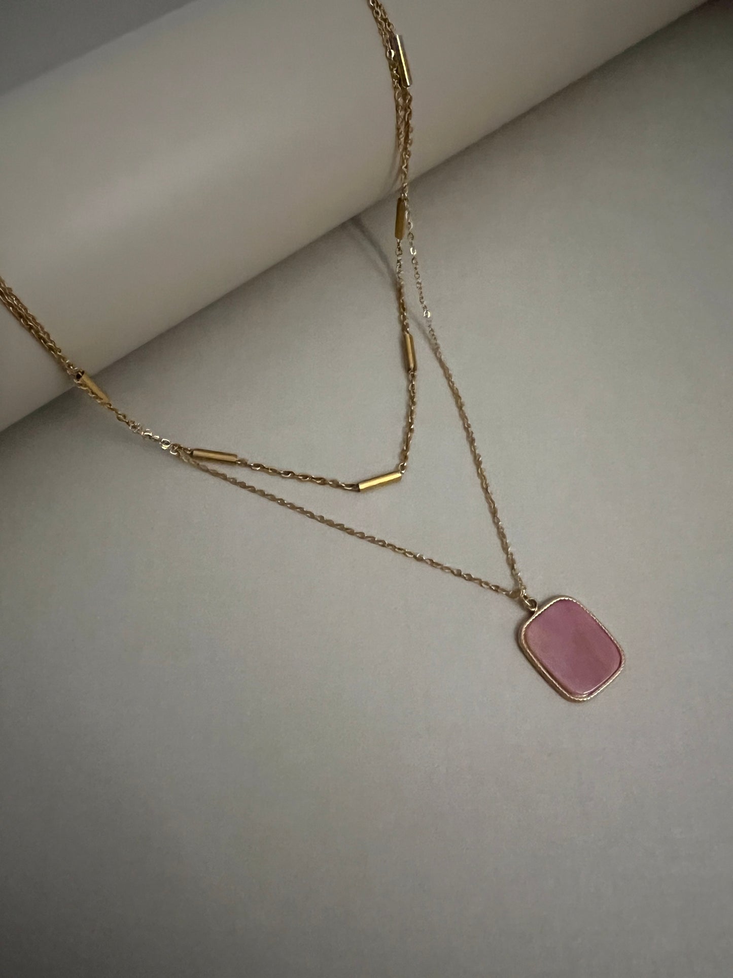 Pink & Gold Pendant Necklace