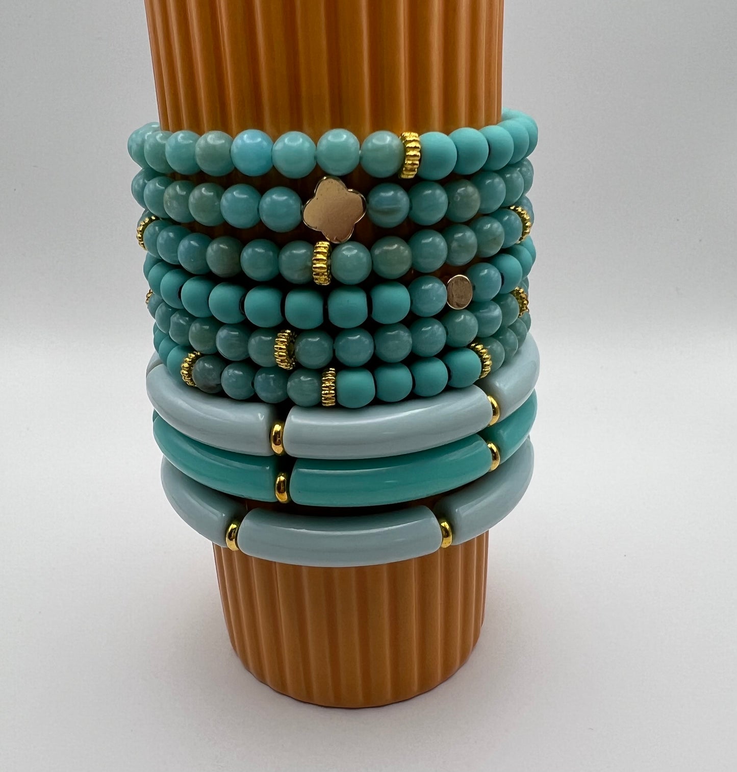 Teal & Gold Stylish Boho Chic Stackable Bracelet Set