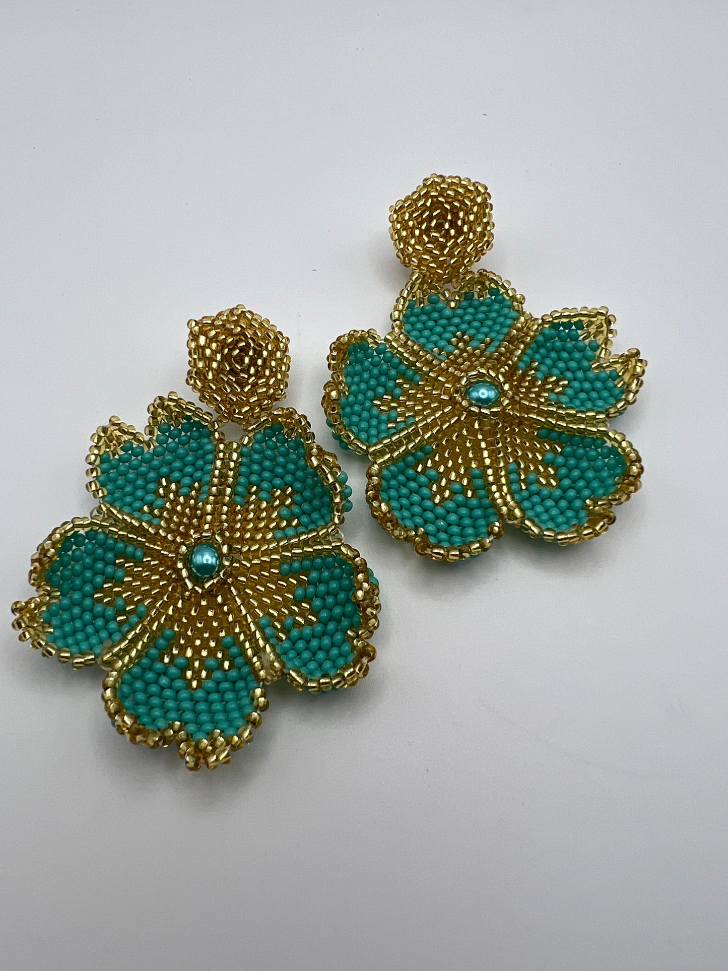 Beaded Flower Dangle Earrings