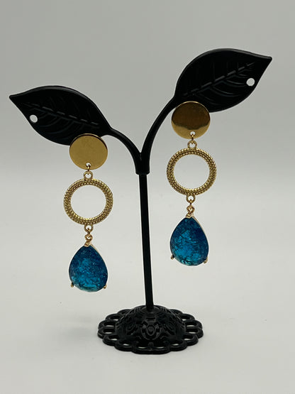 Blue Stone Elegant Dangle Earrings