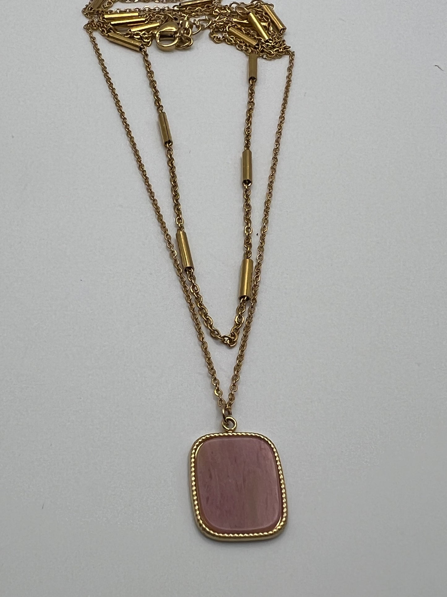 Pink & Gold Pendant Necklace