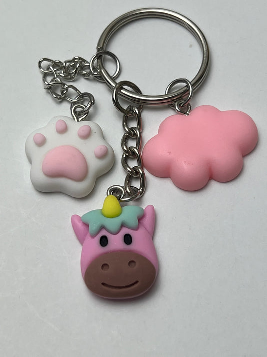 Kawaii Unicorn & Cloud  Polymer Clay Keychain