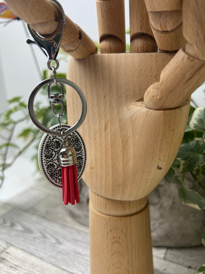 Classic Black & Red Pattern Keychain