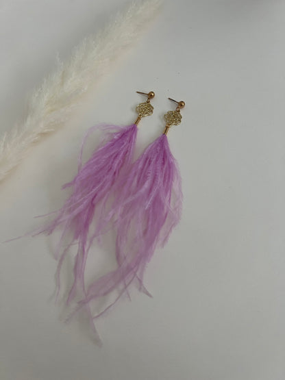 Light Pink Hippie Chic Feather Earrings