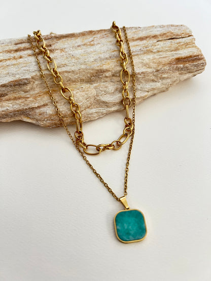 Blue Stone Layered Necklace