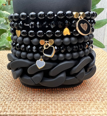 Black & Gold Charm Bracelet Set