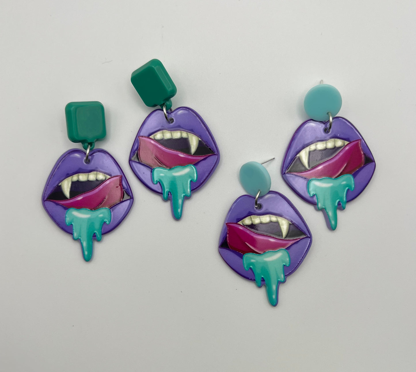 Pastel Goth Vampire Mouth Earrings