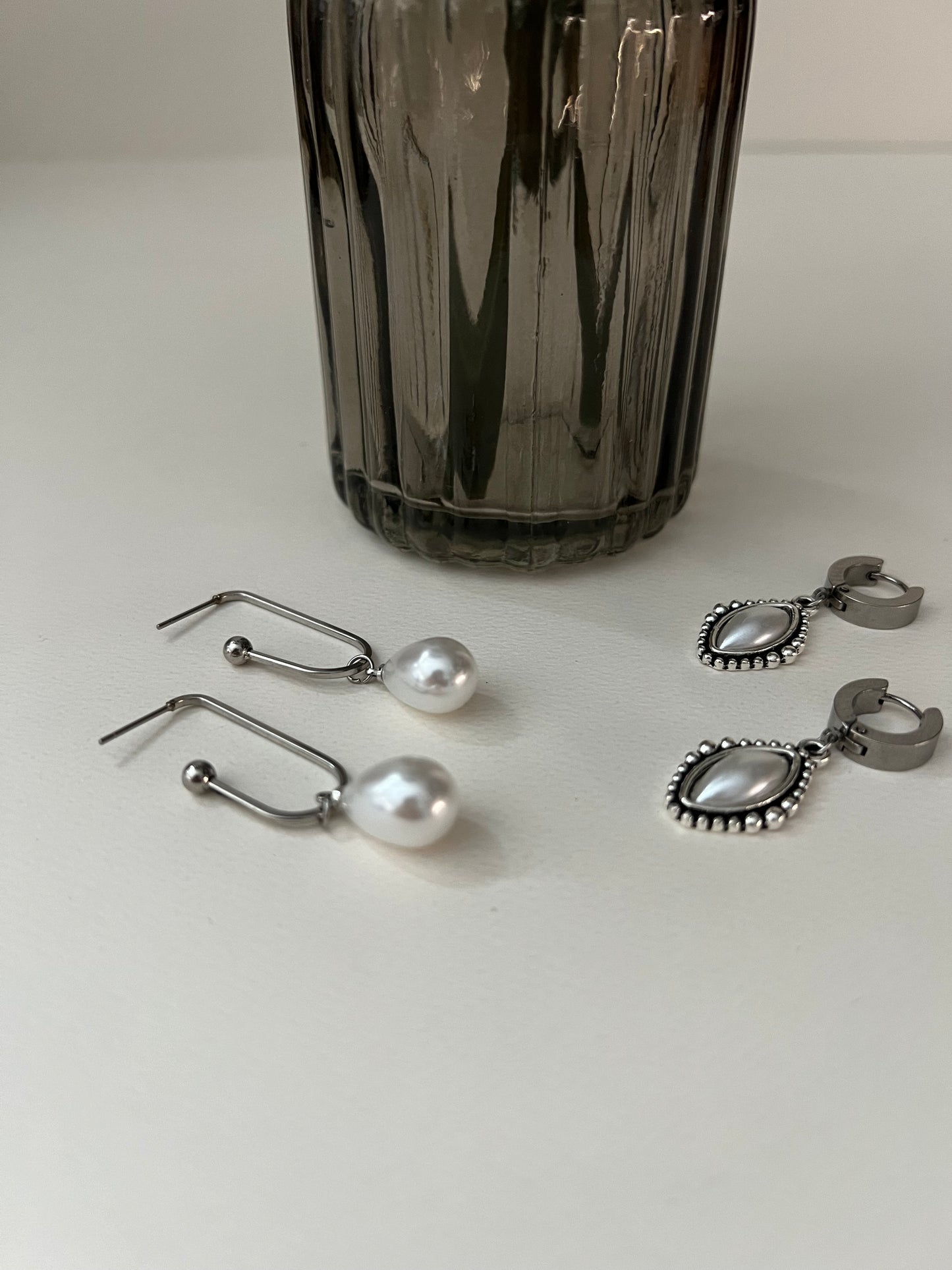 Pearl Pendant Silver Hoops