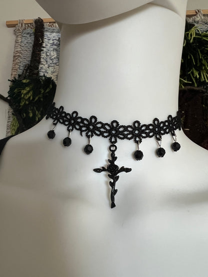 Cross & Rose Victorian Gothic Choker