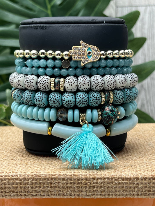 Trendy Stackable Bead Bracelet Set