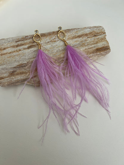 Light Pink Hippie Chic Feather Earrings