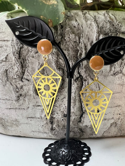 Brass Geometric Pendant Earrings