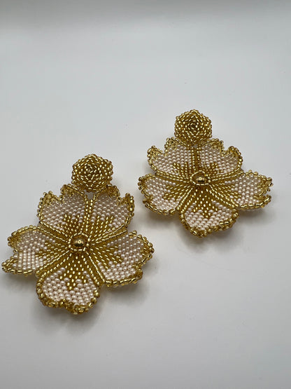 Beaded Flower Dangle Earrings