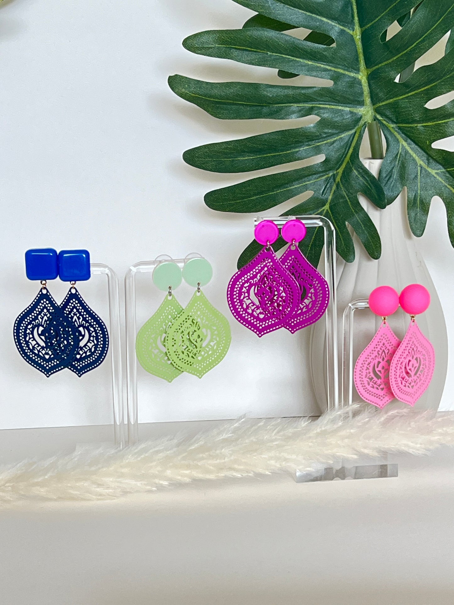 Ornate Pop-of-color Statement Earrings