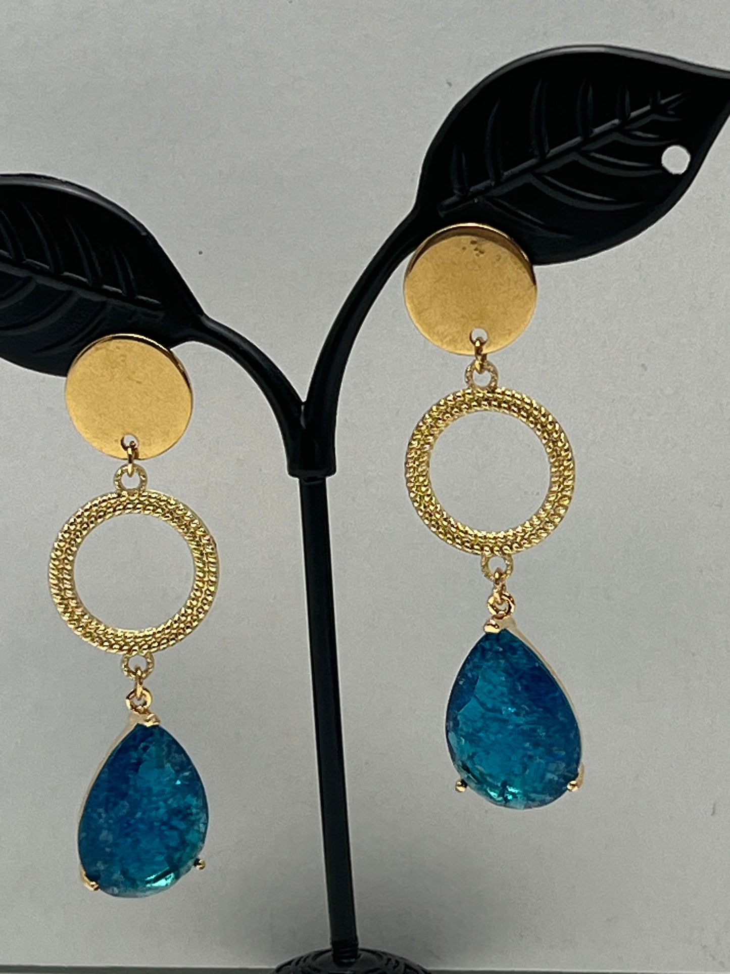 Blue Stone Elegant Dangle Earrings