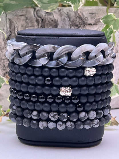 Black & Gray Buddha Bracelet Set