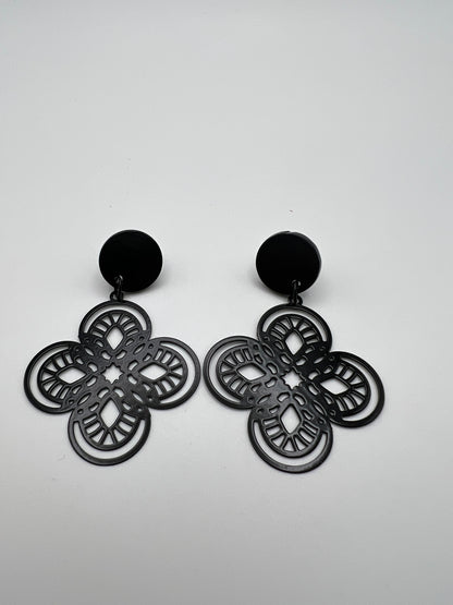 Delicate Black Flower Earrings