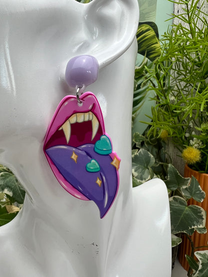 Pastel Goth Vampire Mouth Earrings