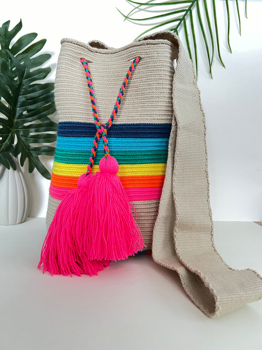 Rainbow Handwoven Bucket Bag