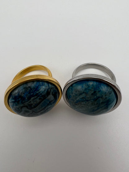 Blue Orchid Stone Statement Rings