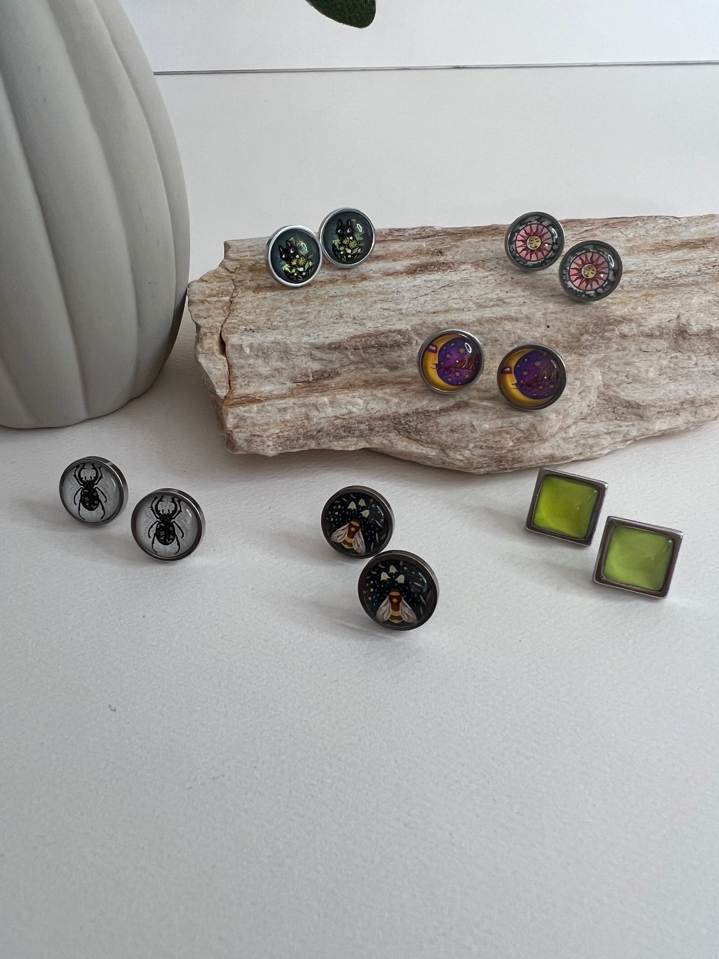 Retro Edgy Stud Earrings