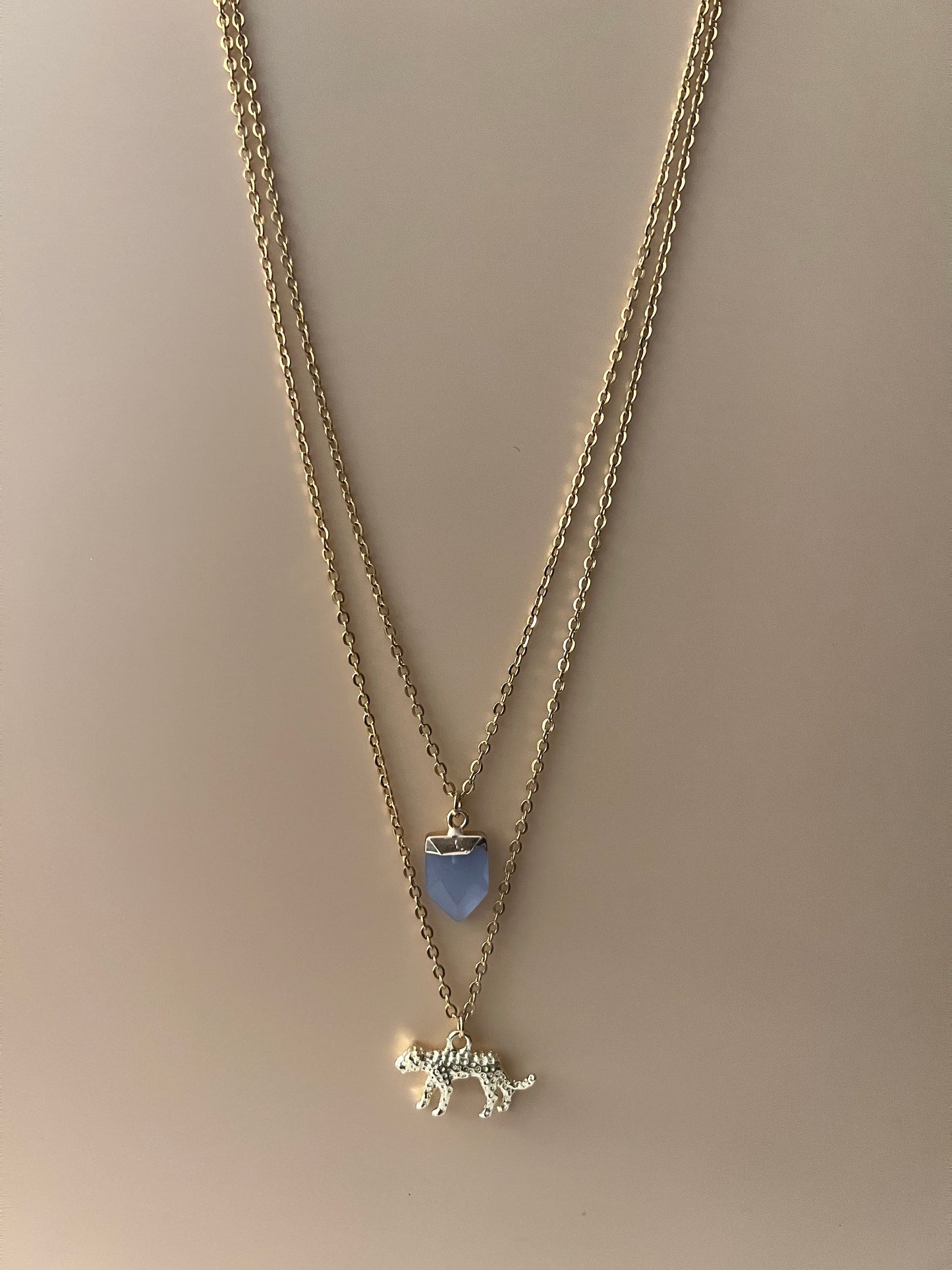 Leopard & Blue Opal Layered Necklace