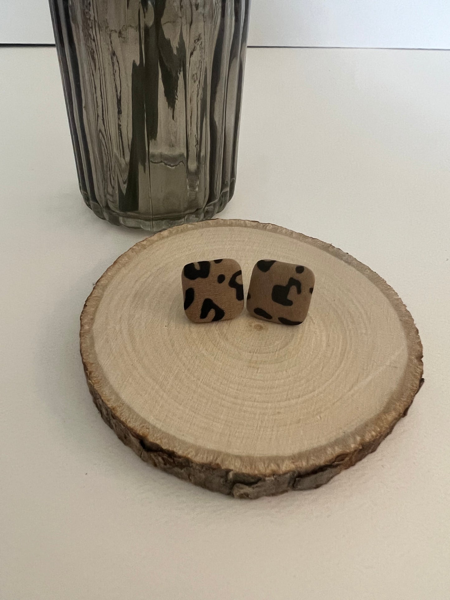 Animal Print Fabric Large Stud Earrings
