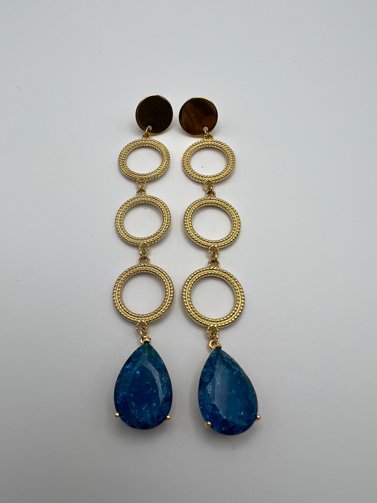 Blue Stone Elegant Dangle Earrings