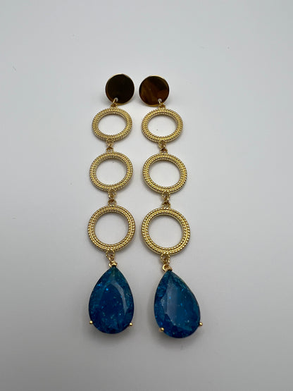 Blue Stone Elegant Dangle Earrings