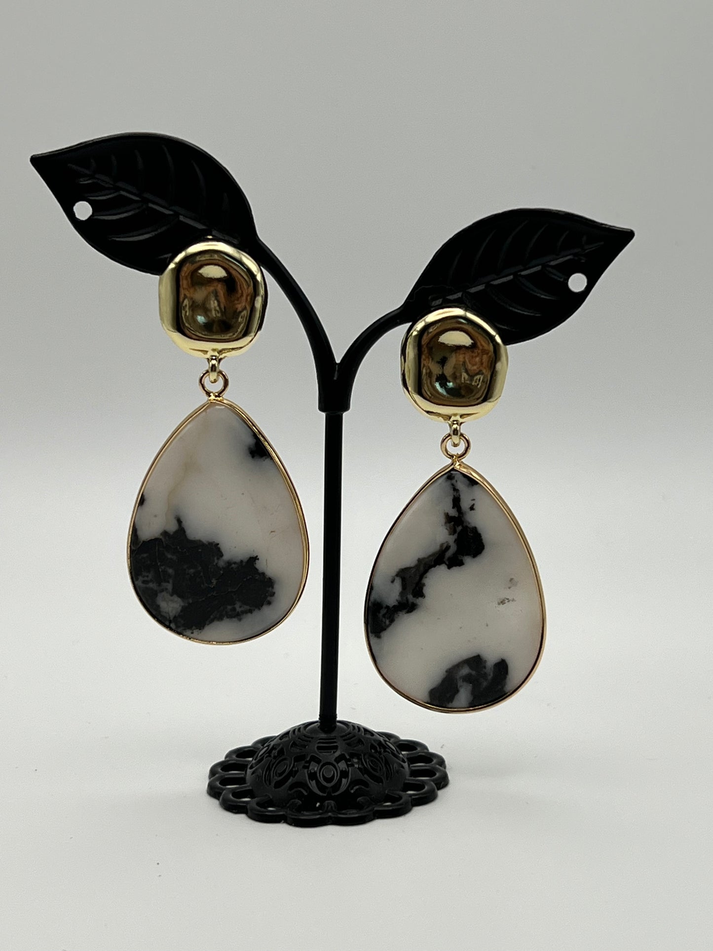 Zebra Stone Statement Earrings