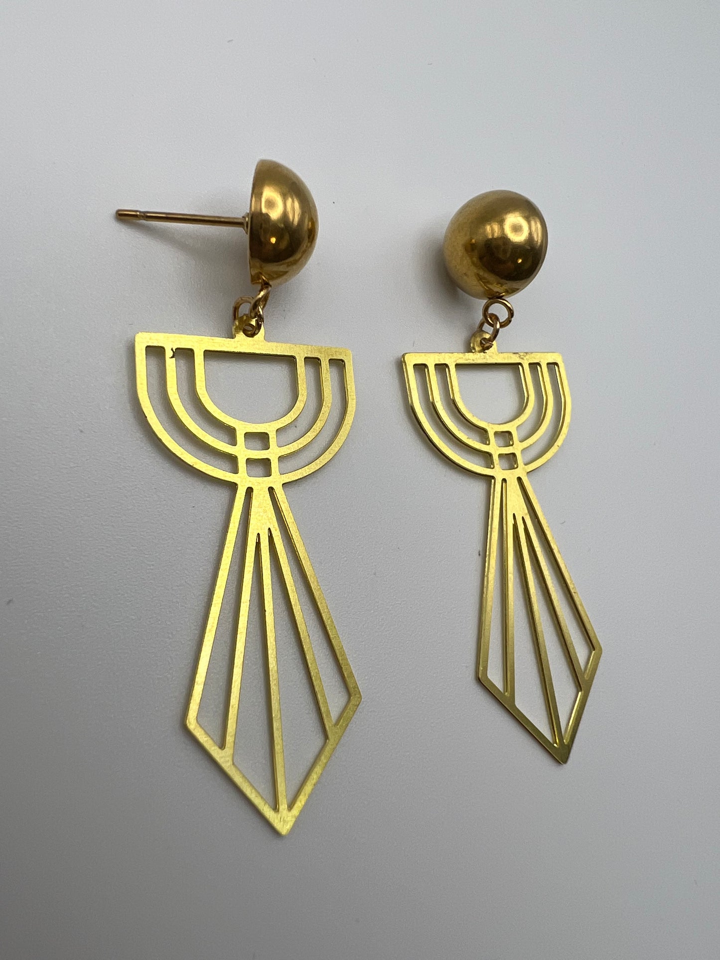 Art Deco-Inspired Brass Earrings