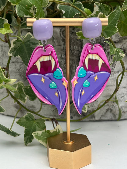 Pastel Goth Vampire Mouth Earrings