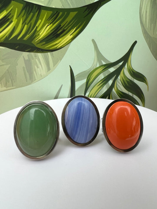 Pop-of-Color Oval Statement Rings