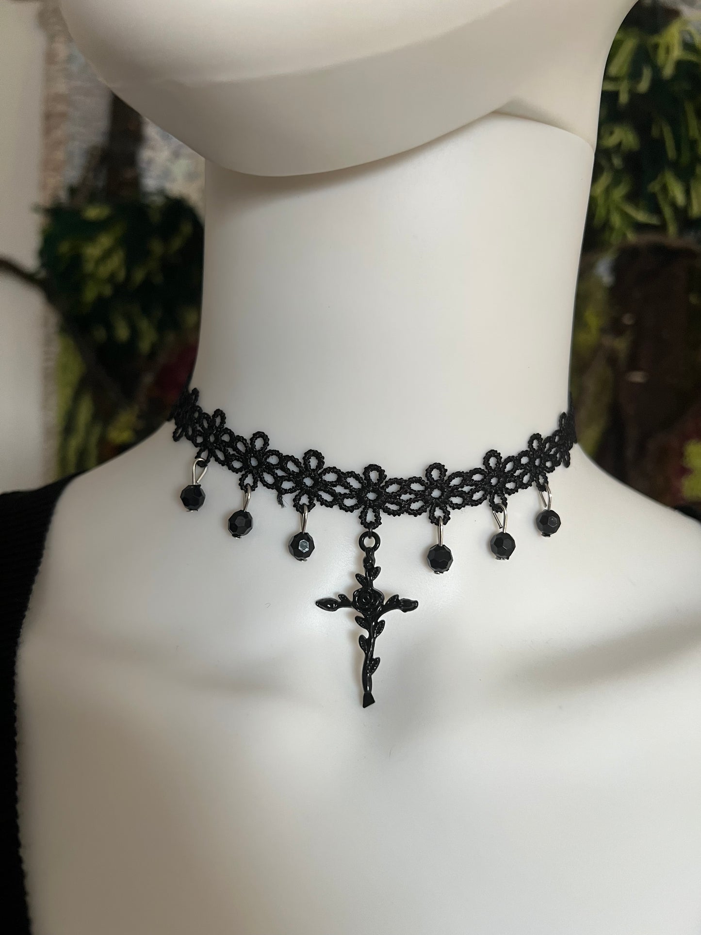 Cross & Rose Victorian Gothic Choker