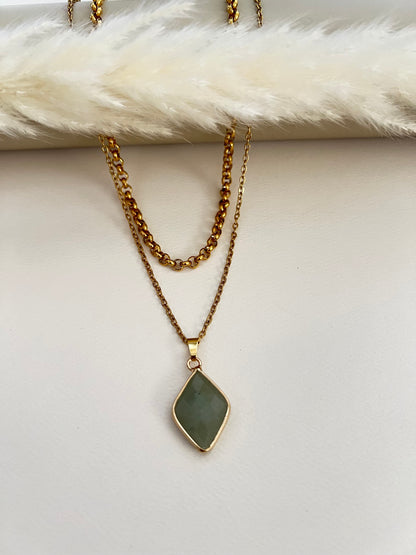 Elegant Green Aventurine Layered Necklace