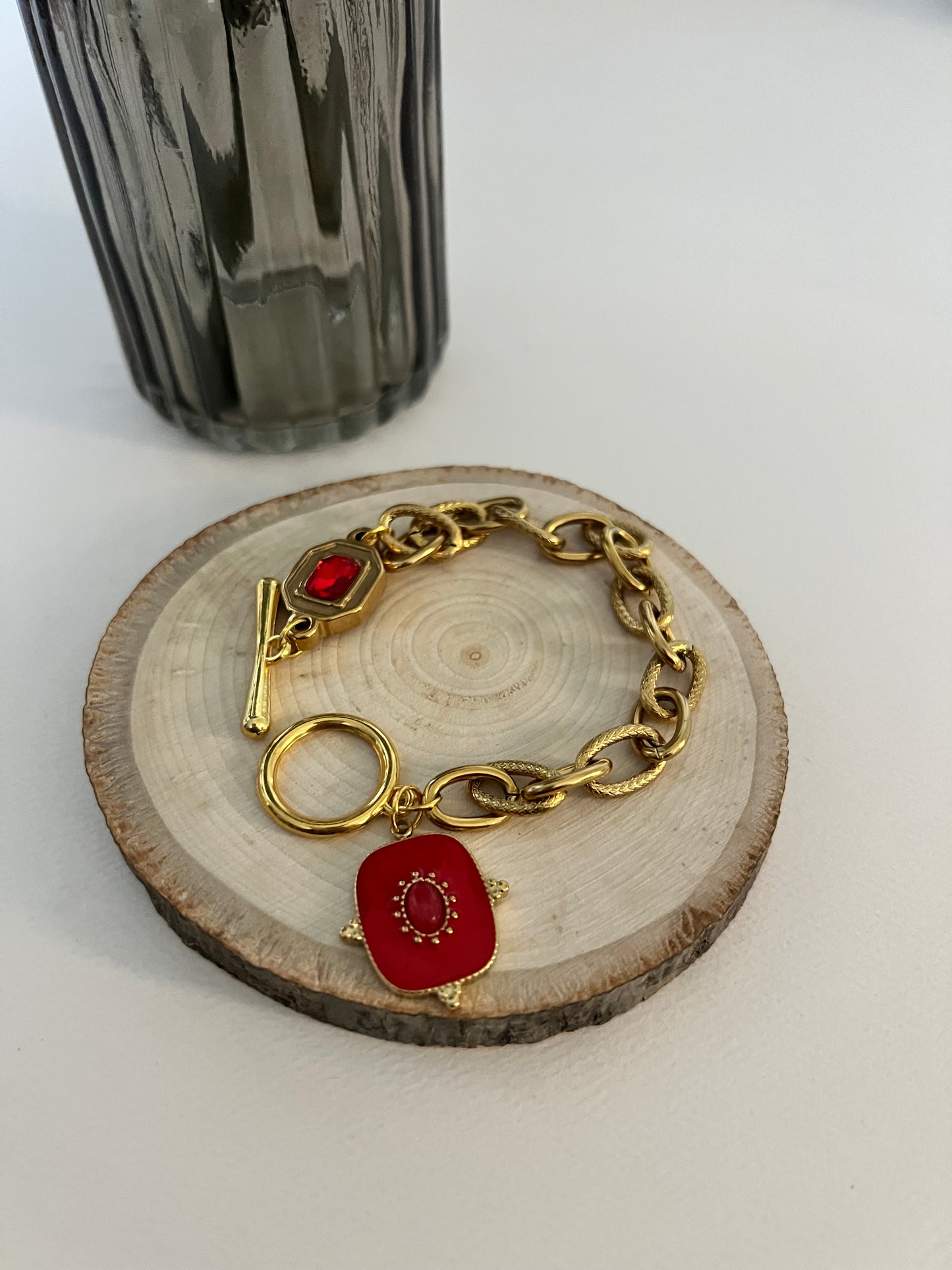 Red Pendant Charm Bracelet