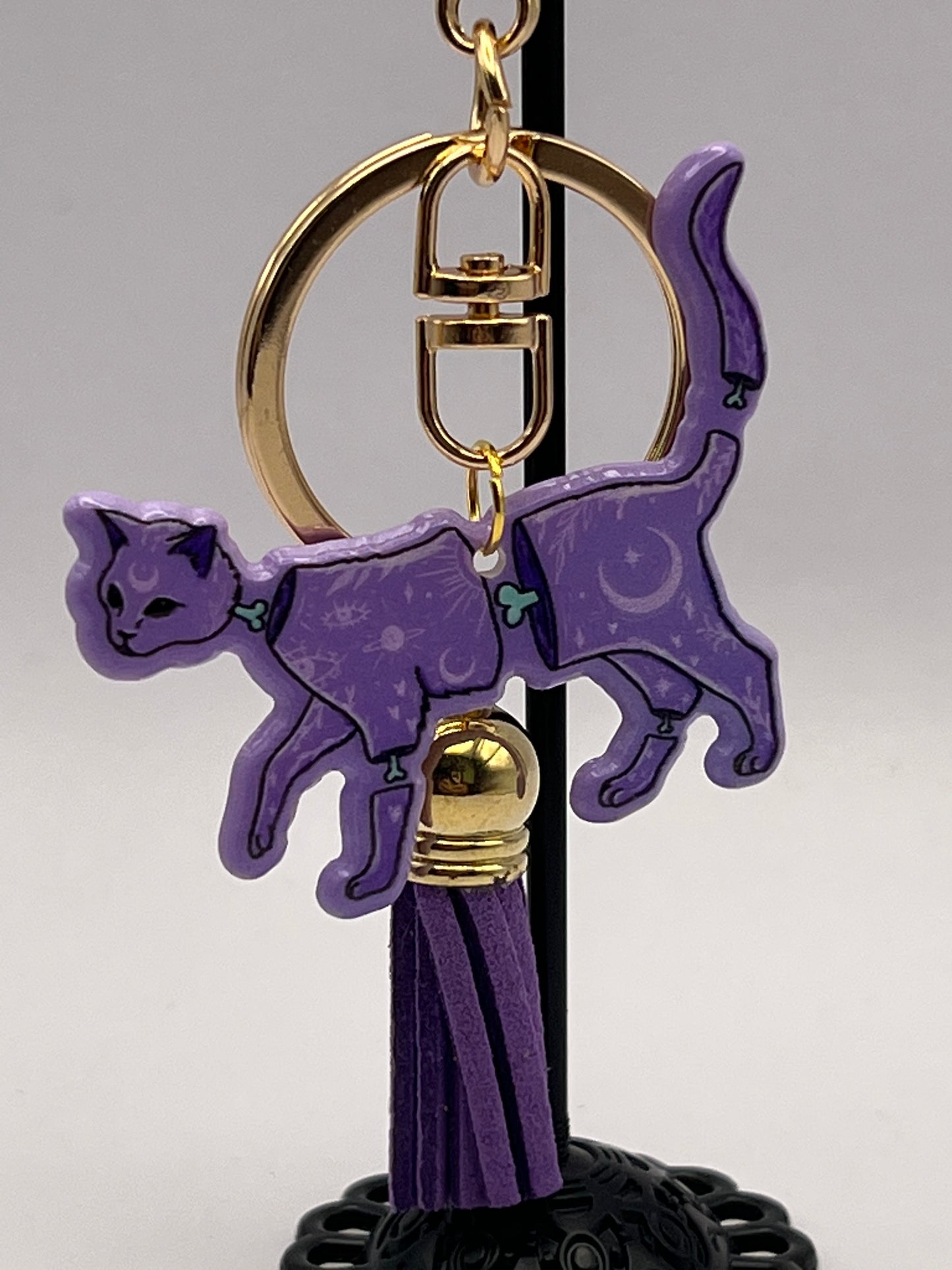 Pastel Goth Witchy Cat Keychain