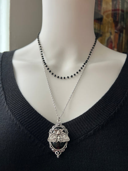 Gothic Chic Stylish Moth Layered Necklace