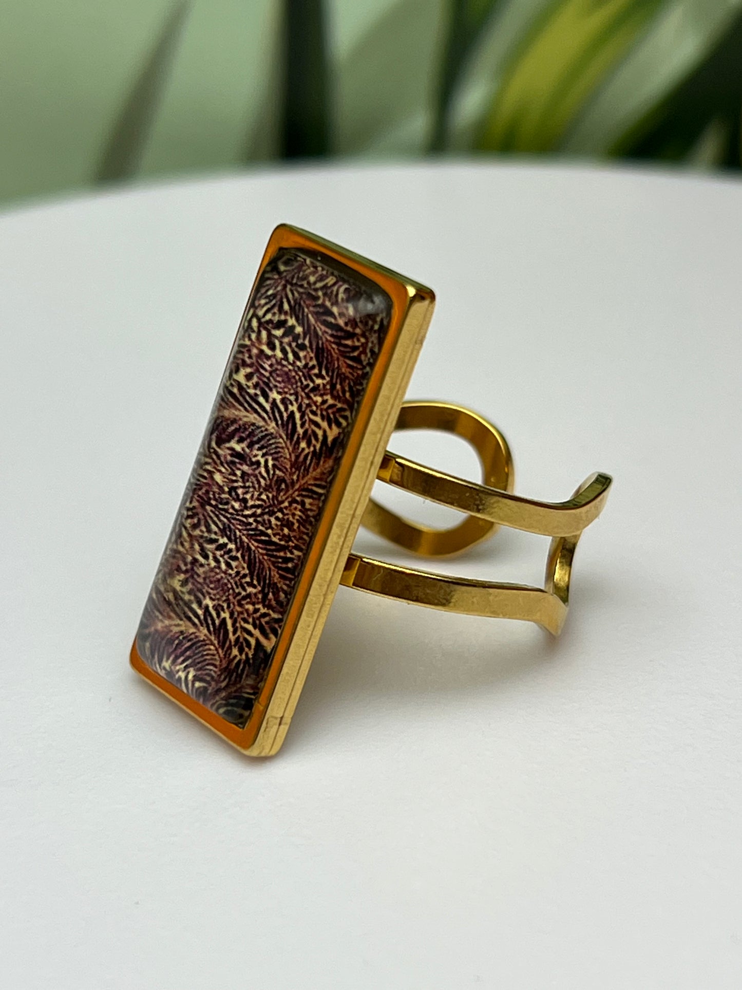 Floral Design Rectangular Rings