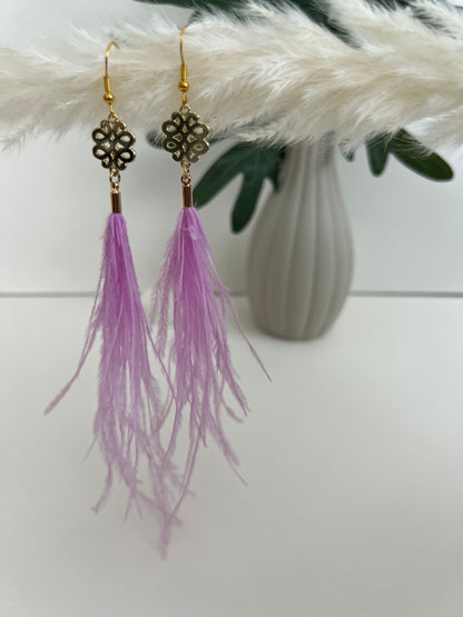 Light Pink Hippie Chic Feather Earrings