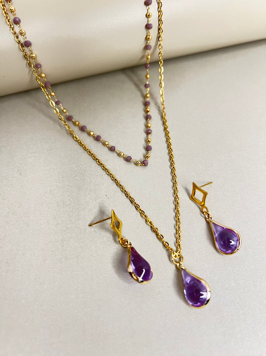 Teardrop Pendant Layered Necklace Set