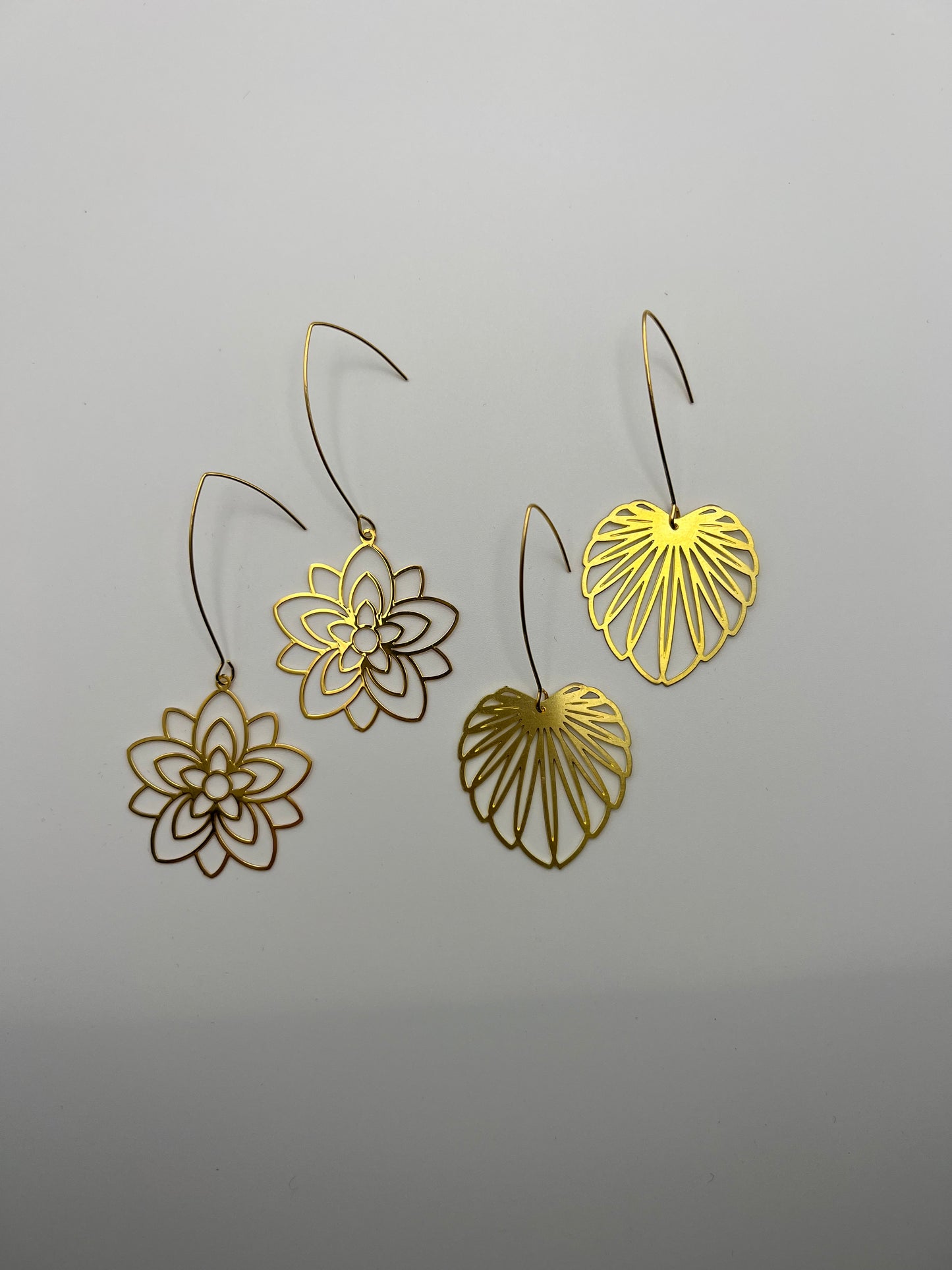 Delicate Floral Gold Brass Earrings