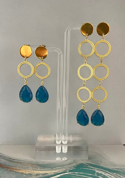 Blue Stone Elegant Dangle Earrings