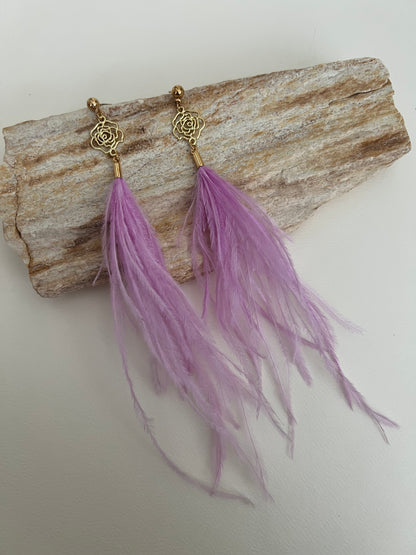 Light Pink Hippie Chic Feather Earrings