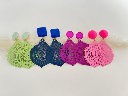 Ornate Pop-of-color Statement Earrings